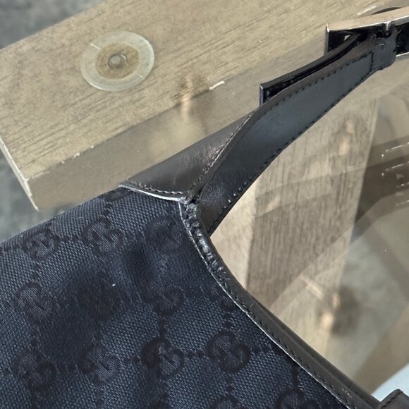 GUCCI GG CANVAS Vintage Jackie O Black Small - Picture 7 of 11